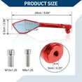 thumbnail image 4 of Unique Bargains Motorcycle Rear View Mirrors Side Rearview Mirror Adjustable Aluminum Alloy 1 Set Red M8/M10 Prismatic Shape, 4 of 7
