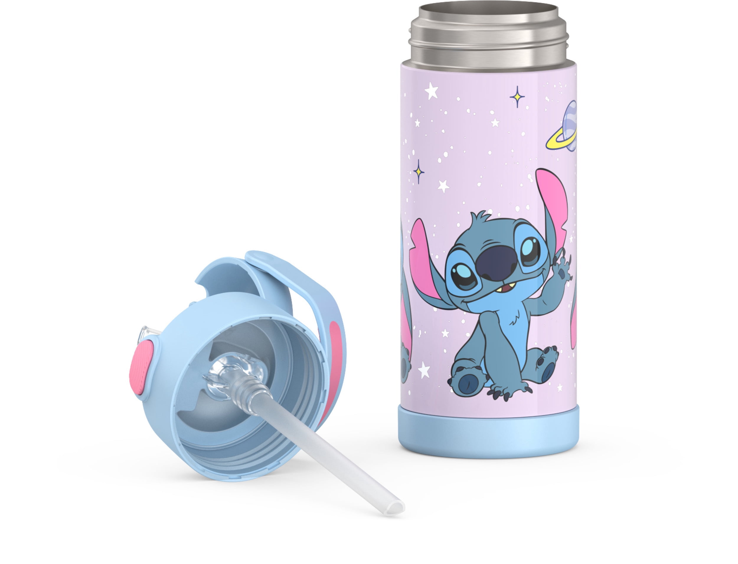 Thermos Kids Stainless Steel Funtainer Water Bottle with Straw, Dishwasher Safe, Leak Proof, Stitch, 14 Fluid Ounces
