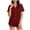 Red, variant on Womens Soft Pajamas Sets Women's Plaid Pajama 2 Piece Outfit, Short Sleeve Button Shirt Elastic Waist Casual Shorts, Cozy Soft Home Loungewear Sleepwear Daily Wear Purple L