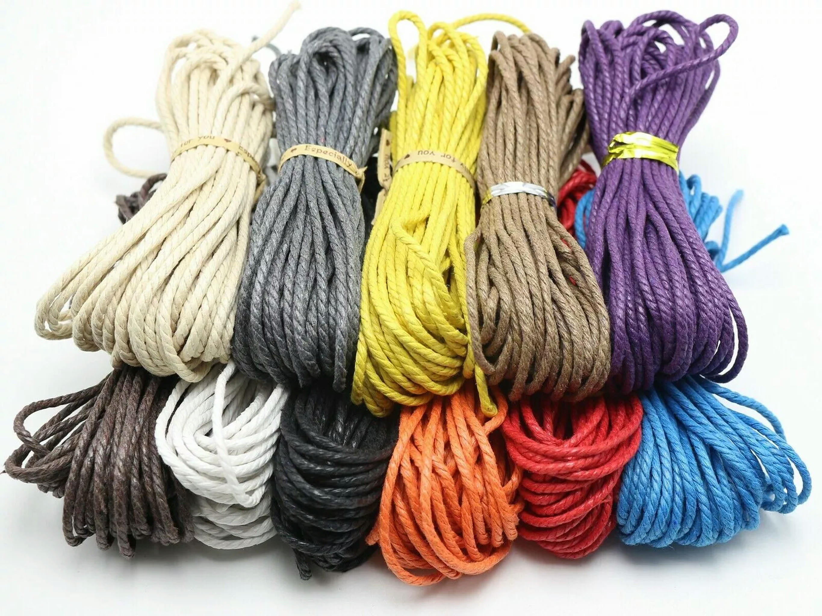 U8MO 120 Meter Waxed Twisted Cotton Cord Thread Line 2mm Macrame Rope String 12 Color