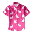 thumbnail image 4 of Boys Tshirts Boys Easter Bunny Print Short Sleeve Button Down Shirt with Pocket Boys' Tops Hot Pink 5-6 Years, 4 of 4