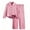Pink, variant on LEKWK Girls Formal 2 Piece Outfit Lapel Long Sleeve Button Down Pleated Top and Elastic Waist Straight Leg Pants Casual Matching Suit For Stage Performance