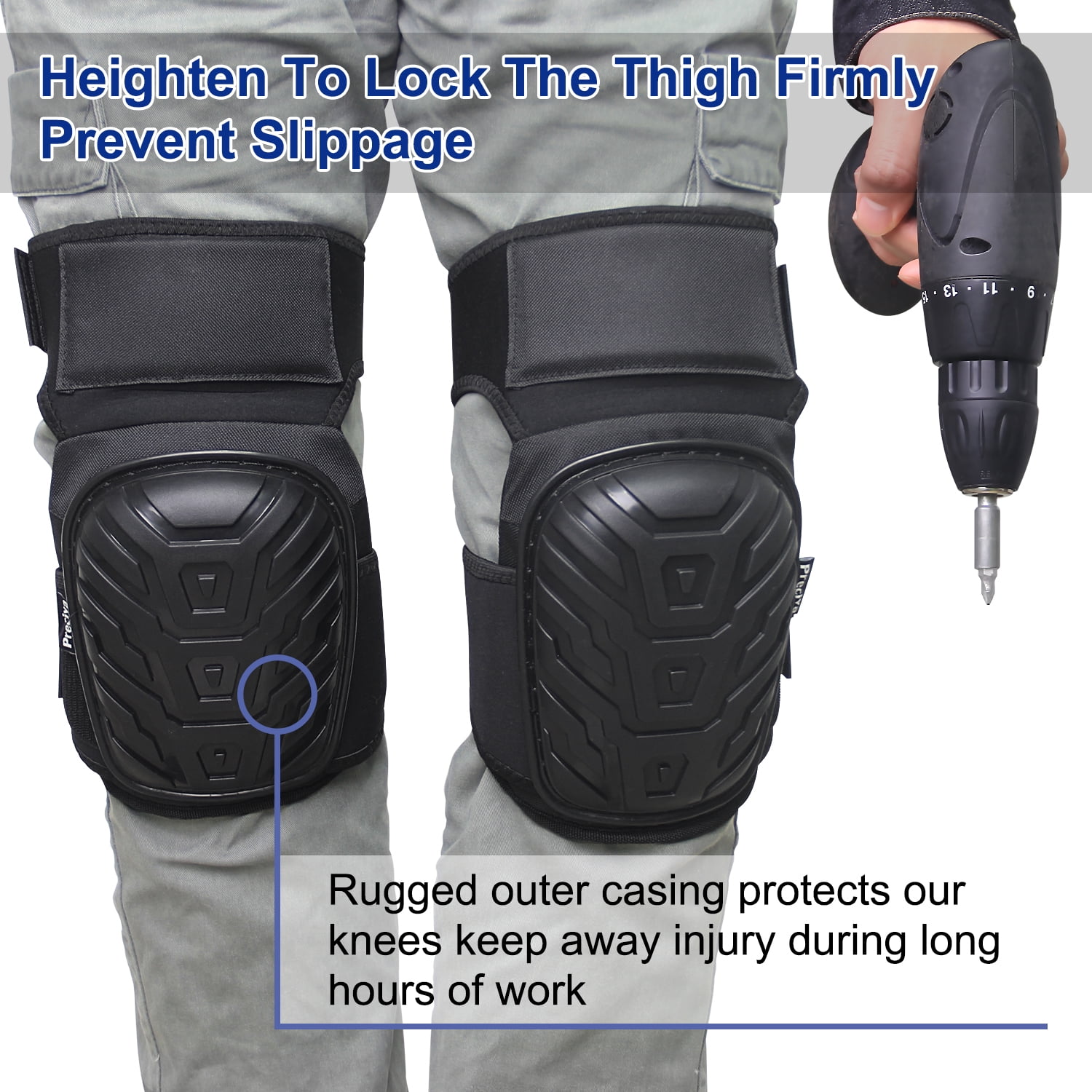 Cheyuez Knee Pads for Work,Professional Heavy Duty Work Knee Pads with Thick Foam Cushion and Extended Velcro Straps for Men Construction, Garden, Flooring
