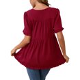thumbnail image 3 of Women Maternity Blouses Boho Ruffled V Neck Short Sleeve Shirts Flowy Loose Casual Tops Clothing 2025 Dark Red 2XL, 3 of 5