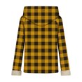thumbnail image 5 of Women's Plaid Sherpa Lined Hoodies Full Zip Up Fleece Hood Sweatshirts Long Sleeve Oversized Casual Hoodie Tops (M, Yellow), 5 of 6