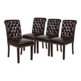 thumbnail image 2 of BizChair Set of 4 HERCULES Series Brown LeatherSoft Parsons Chairs with Rolled Back, Accent Nail Trim and Walnut Finish, 2 of 13