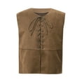 thumbnail image 3 of Ocealan Kids Medieval Pirates Suede Waistcoat Lace Up Vest Top Sailor Short Coat Brown 8, 3 of 5