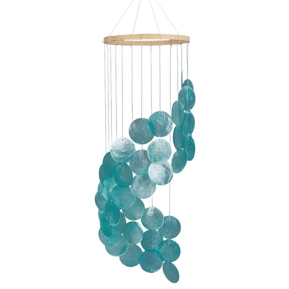 1Pc Natural Shell Wind Chimes with Bamboo Rings for Outdoor Garden Decorations Dark Turquoise 720x172x172mm