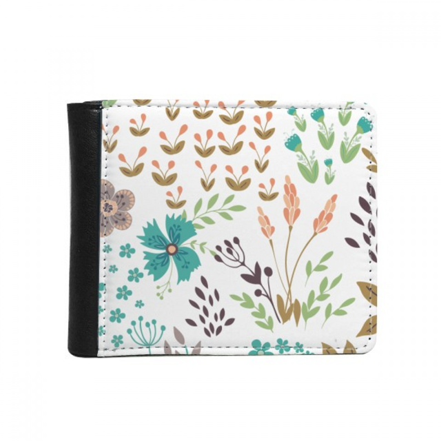 Colourful Flowers Paint Flip Bifold Faux Leather Wallet Multi-Function Card Purse