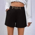 thumbnail image 2 of Women's High Waisted Dressy Shorts Side Zipper Waist with Metal Accent & Pockets Straight Leg Wide Elastic Waist Summer Casual Work Shorts, 2 of 9