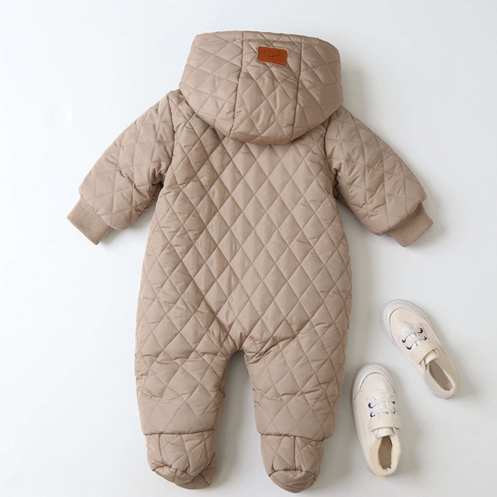 Povozer Toddler Snowsuit Baby Boys Girls One Piece Winter Outfit Infant Ski Suit(Brown,6-9M)