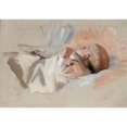 thumbnail image 2 of Albert Edelfelt 18x14 Black Ornate Wood Framed Double Matted Museum Art Print Titled - Lying Child, Sketch for Painting Christmas Morning (1888), 2 of 5