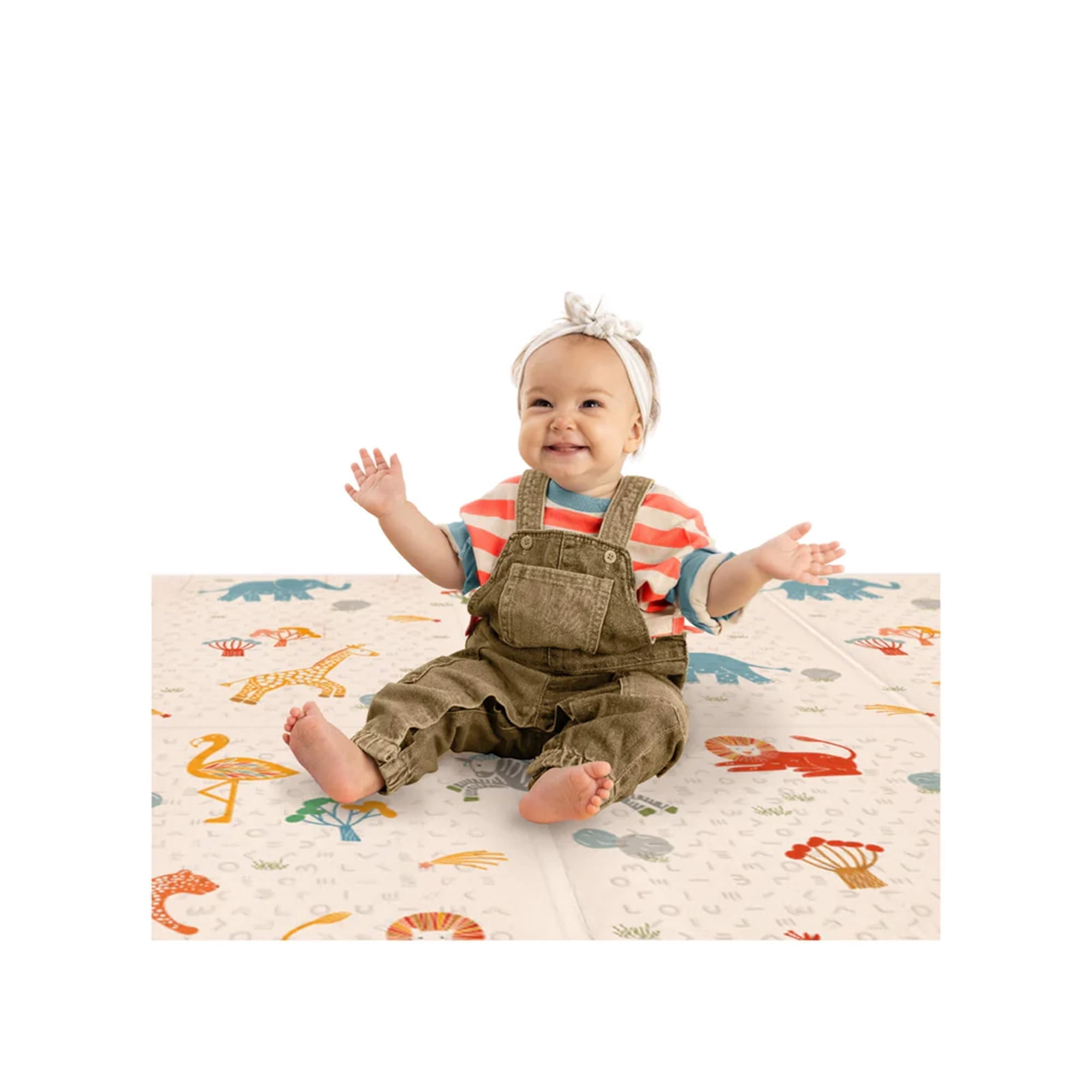 Oribel Foldable Baby Play Mat | 6.6ft x 5ft | Odour Resistant | Premium Thick & Plush | Waterproof, Stain Resistant & Easy Clean (Savanna Adventure)