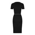thumbnail image 4 of Jalioing Women's 2 Piece Skirt Set Tight A-Line Midi Skirts with Short Sleeve Crop Top Slim 2PCS Ladies Sets, 4 of 6