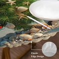 thumbnail image 4 of Coastal Christmas Table Cloth, Round Fitted Tablecloths with Elastic Edge, Xmas Tree Beach Nuatical Wipeable Waterproof Table Cover for Kitchen Wedding 55-60 Inches, 4 of 4