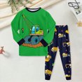 thumbnail image 2 of NOLDARES Little Boys Pajamas 2 Pieces Long Set Cotton Kids Excavator Pjs Toddler Clothes Jammies Fall Winter Sleepwear 6-12 Months 12-24 Months 2t 3t 4t 5t 6t 7t 8t 9t Children,Green,3-4 Y, 2 of 5
