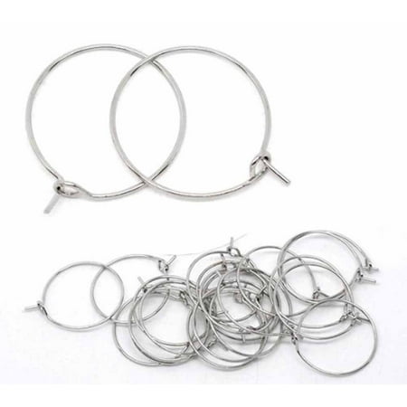 Wine Glass Beverage Charms - 200 Nickel/steel Tone 20mm 2/4 Inch Beading Hoop Wine Glass Charms Wire