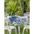 thumbnail image 3 of Outdoor Tablecloth with Umbrella Hole for Patio/Picnic/Party/Camping, Blue Coastal Waterproof Table Cloth Round Cover Washable, Summer Watercolor Starfish Corals Jellyfish (Dia 54"), 3 of 9