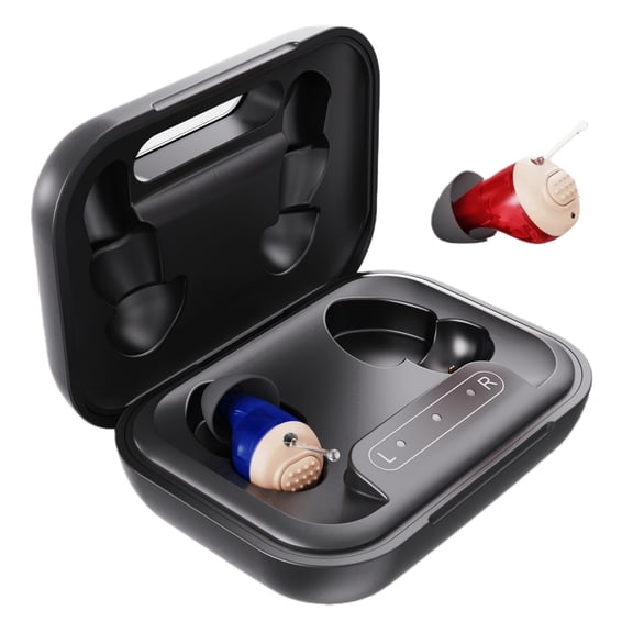 iadr Go Rechargeable OTC Hearing Aids for Seniors & Adults – Invisible In-Ear Design with Auto On/Off, Portable Charging Case, Noise Reduction, Comfortable Fit