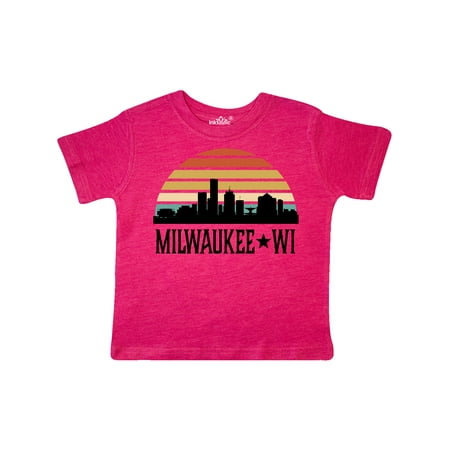 

Inktastic Milwaukee Wisconsin Skyline Retro Sunset Gift Toddler Boy or Toddler Girl T-Shirt