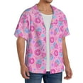 thumbnail image 4 of Daiia Pink Donuts Men's Linen Shirts Short Sleeve Casual Shirts Button Down Shirt for Men Beach Summer Wedding Shirt-Small, 4 of 7