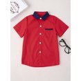 thumbnail image 2 of Doomiva Chemise à Manches Courtes pour Garçons Chemises Habillées Formelles Coupe Régulière Uniforme Scolaire Rouge 160, 2 of 7