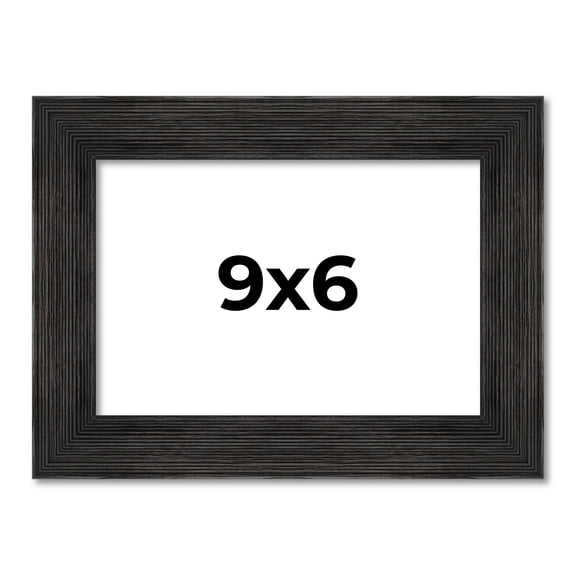 9x6 Frame Black Rustic Barnwood Solid Wood Picture Frame | 1.5 Inch Moulding Width | Includes UV