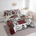 thumbnail image 3 of jejeloiu Jungle Deer Bear 7 Pieces Bedding Comforter Set,Camping Life Full Bedding Set,Patchwork Geometric Plaid Fitted Sheet Flat Sheet For Men Women,Breathable Home Decor Reversible, 3 of 8