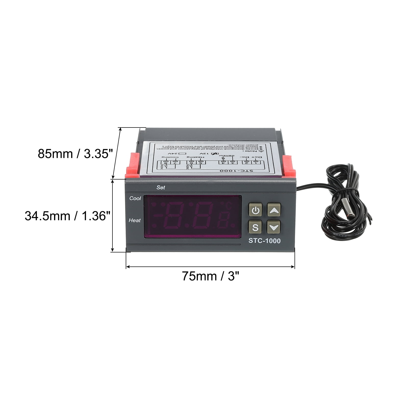 Uxcell 2 Pack STC-1000 10A DC 12V Digital LED Temperature Controller