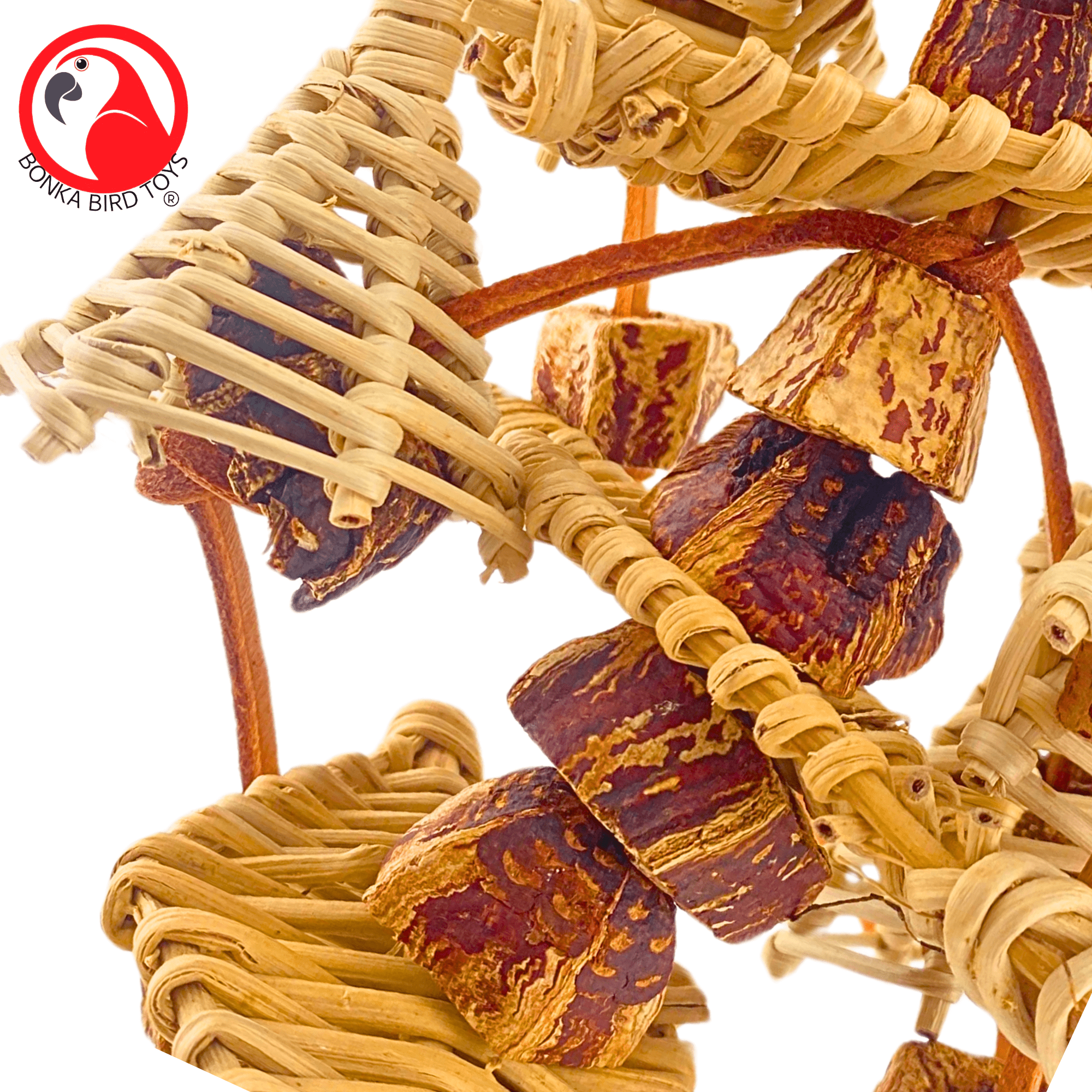 Bonka Bird Toys 1145 Mahogany Jumble Vine Leather Small Medium Parrot Cage Chew