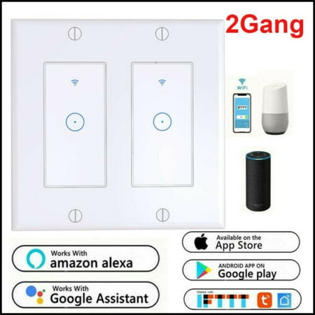 2Gang Home Office Smart Wi-Fi Wall Light Switch Works with Alexa,Google Home,IFTTT,Use with Smart Life APP for iOS Android Touch Switch Remote Control Best Christmas (Best Radio Station App For Android)