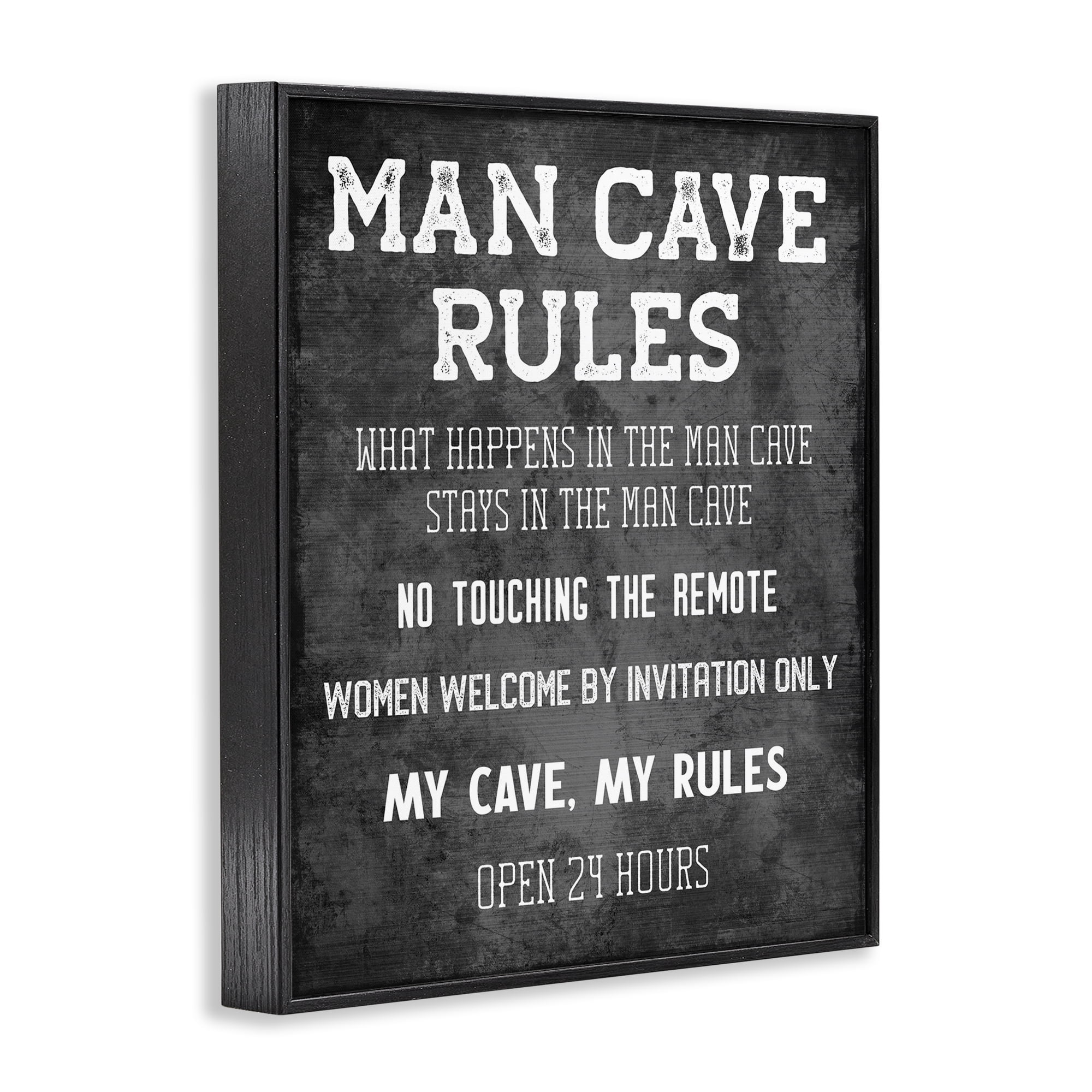 Stupell Industries My Man Cave Rules Typography Painting Black Framed Art Print Wall Art, 24 x 30