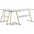 thumbnail image 4 of Ivinta L-shape Computer Desk with Keyboard Tray, Corner Desk with Faux Marble Top White, 4 of 6