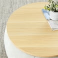 thumbnail image 3 of 2-Pieces Circular Storage Ottoman, Multifunctional Woven Rattan Ottoman Style with Wooden Lid,  for Living Rooms, Study Room, Bedroom, Light Gray, 3 of 9