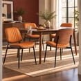 thumbnail image 6 of Orange Upholstered Dining Chairs Set of 6, Curved Mid Century Modern Chair - Kitchen Chairs, Dining Room Chairs, Dinning Chair with Faux Leather, Bentwood Side Profile, Metal Legs, Sillas de Comedor, 6 of 9