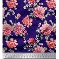thumbnail image 1 of Soimoi Poly Georgette Fabric Leaves & Peony Floral Fabric Prints by Yard 52 Inch Wide, 1 of 5