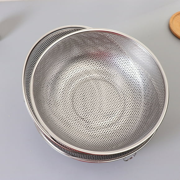 Lubelski Mesh Net Rice Strainer Colander Basket with Rim Silver