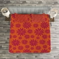 thumbnail image 3 of Ambesonne Modern Quilted Bedspread Set 3 Pcs, Bold Line Flowers, King Size, Scarlet and Maroon, 3 of 3