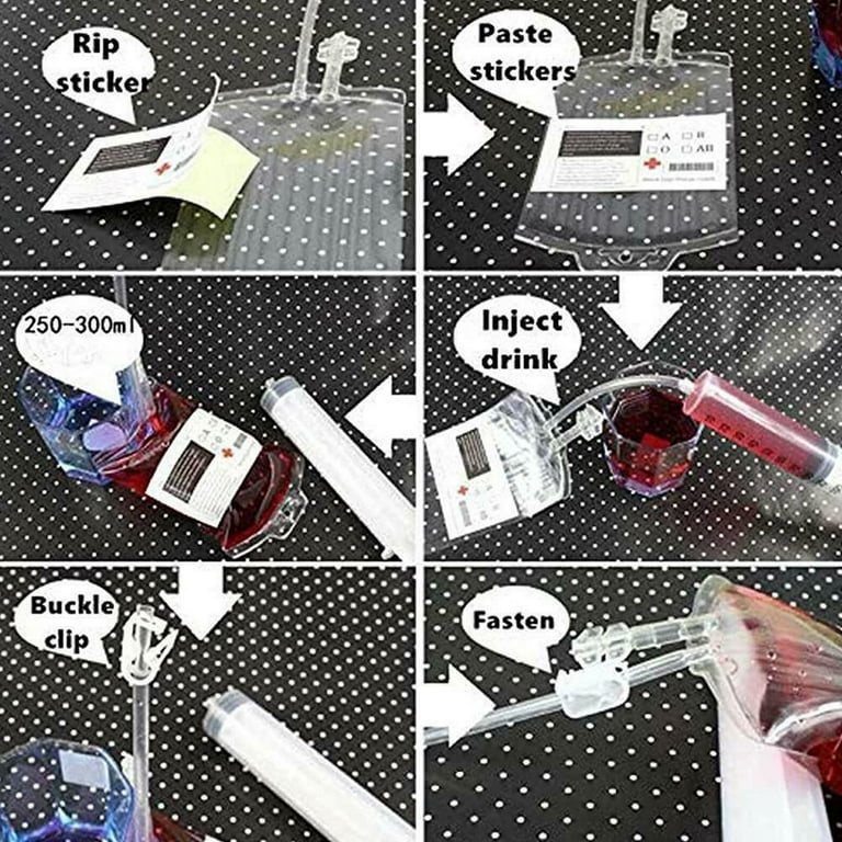 18-Pack 8.5oz Reusable Drink Pouches With Funnel - Clear Plastic, BPA Free, For Halloween Costumes & Travel