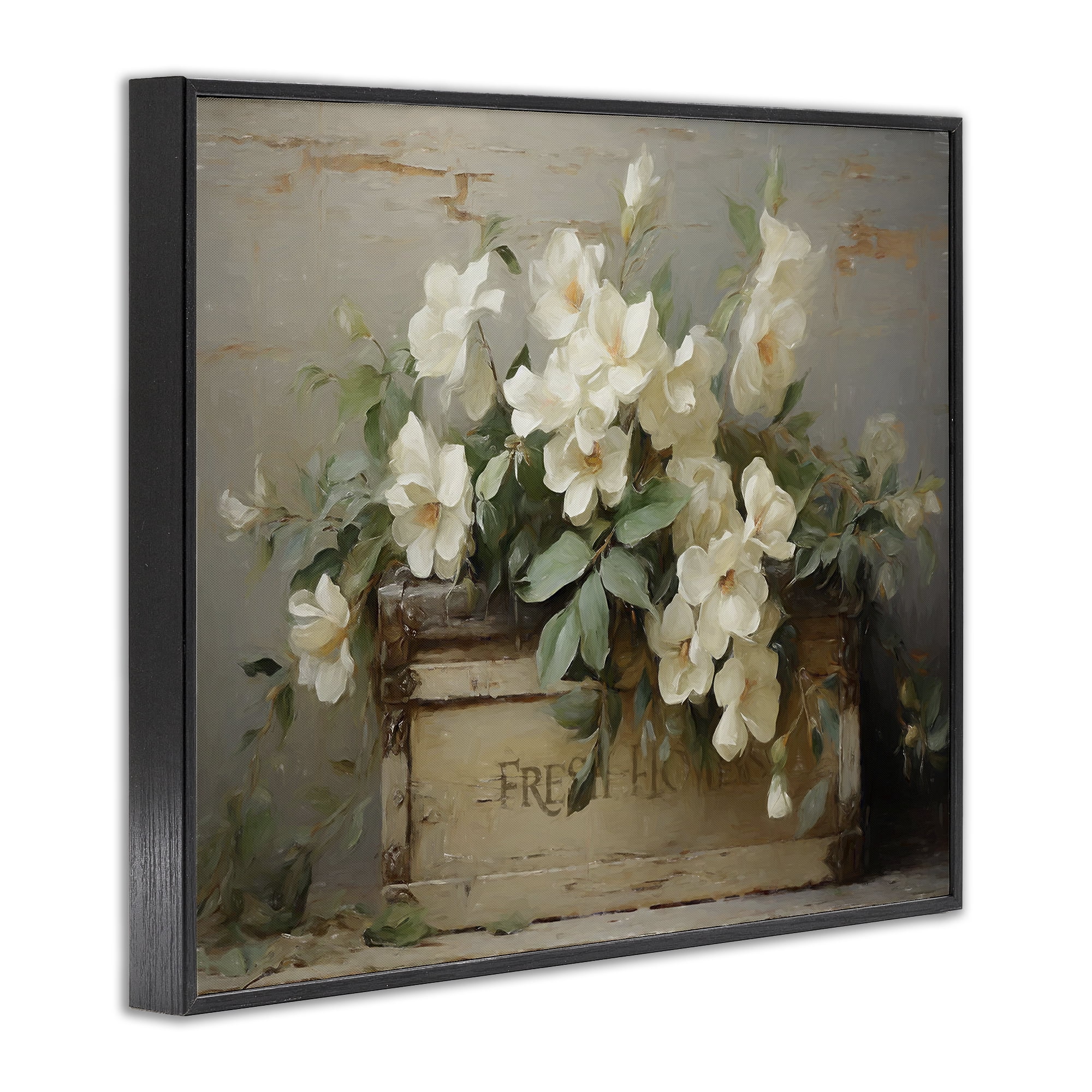 Stupell Industries Fresh Rustic Flowers Botanical & Floral Painting Black Framed Art Print Wall Art, 20 x 16
