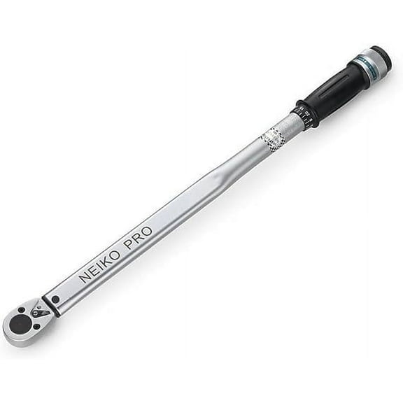 Neiko PRO 03709B 1/2-Inch-Drive Torque Wrench, 25-Inch Adjustable Click Torque Wrench, Made with Chrome Vanadium CrV Steel, SAE