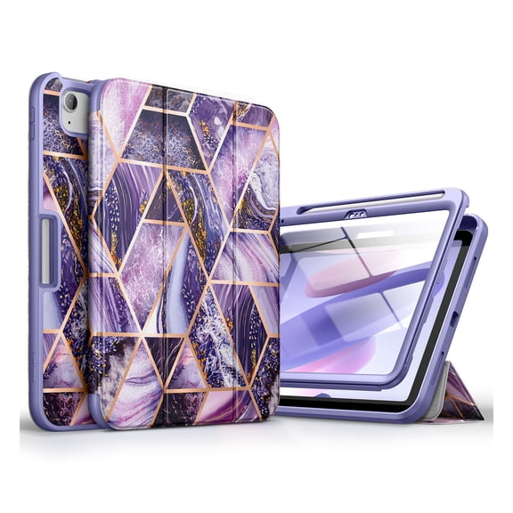 SURITCH Case for iPad (A16) 11th Generation 11 Inch 2025/iPad 10th Generation 10.9 Inch 2022, with Screen Protector, Pencil Holder Tri-fold Stand Auto Wake/Sleep Shockproof Protection, Lavender