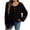 Black, variant on ​Women's Thermal Knit Sweater - Lace Up Front Long Sleeve Relaxed Fit for Semi Formal & Casual​