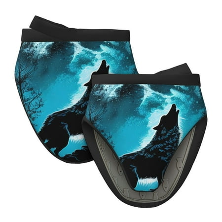 

Matuu Blue Full Moon Wolf for Non-Slip Mini Oven Soft Silicone Mitt 5.9 x5.9