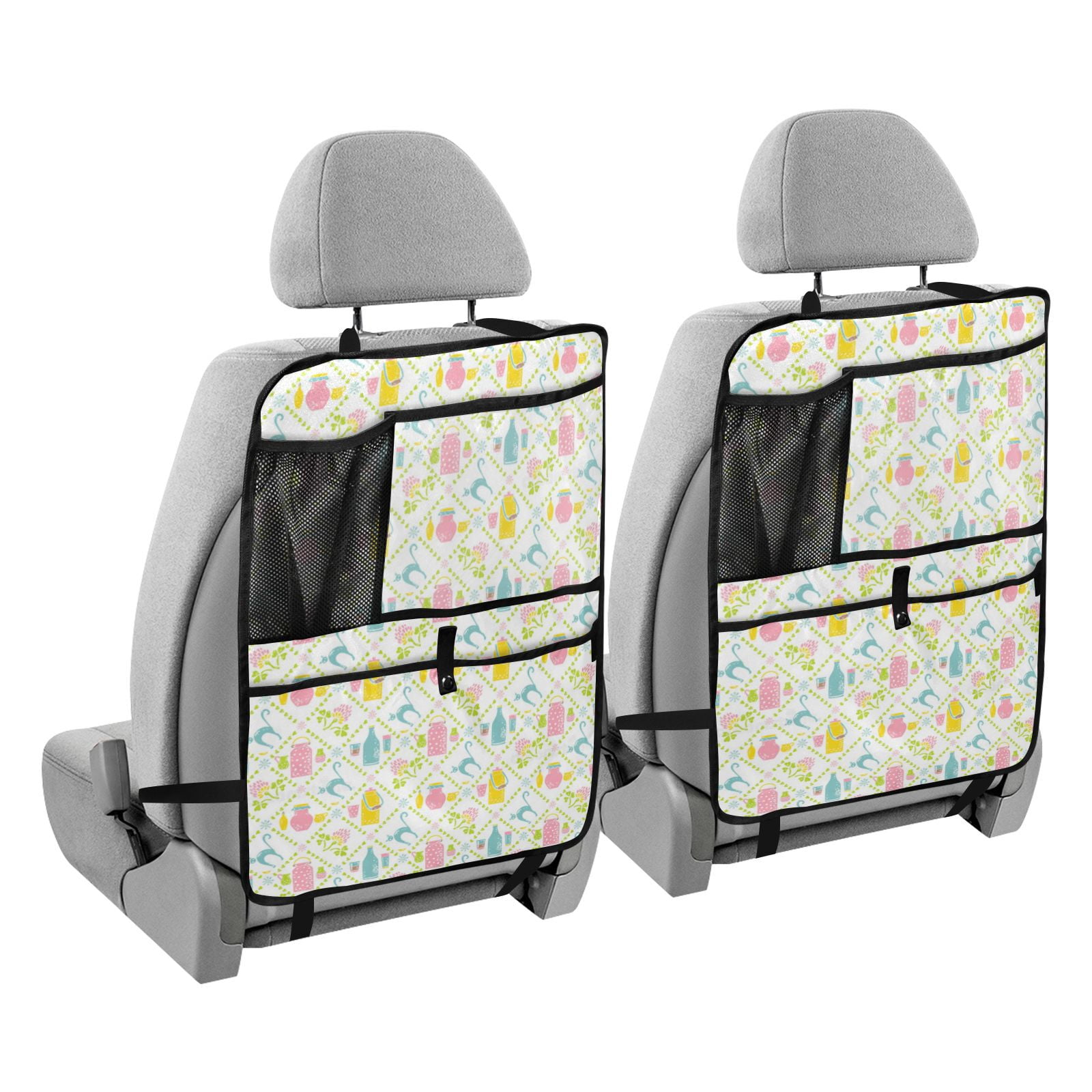 Pretty pastel summer pattern 167 Pack Backseat Protector Seat Covers for Your Car, SUV, Minivan or Truck Seats - Vehicle Back Seat Safety Accessories - Universal Fit Automotive Interior Protectors