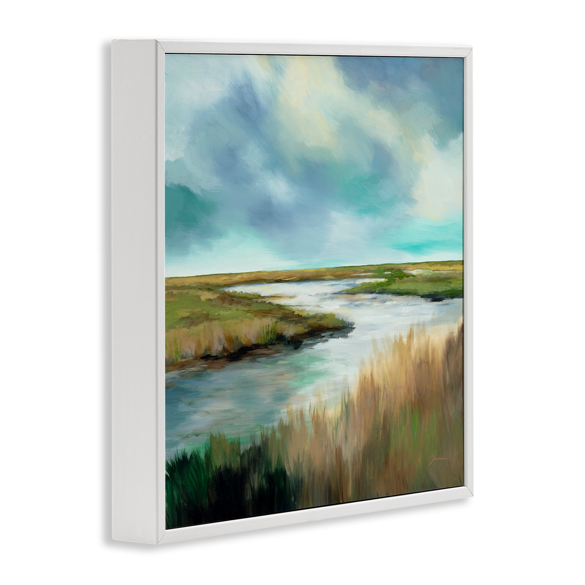 Stupell Industries Tranquil Meadow and Wetlands White Framed Giclee Art, design by Liz Jardine