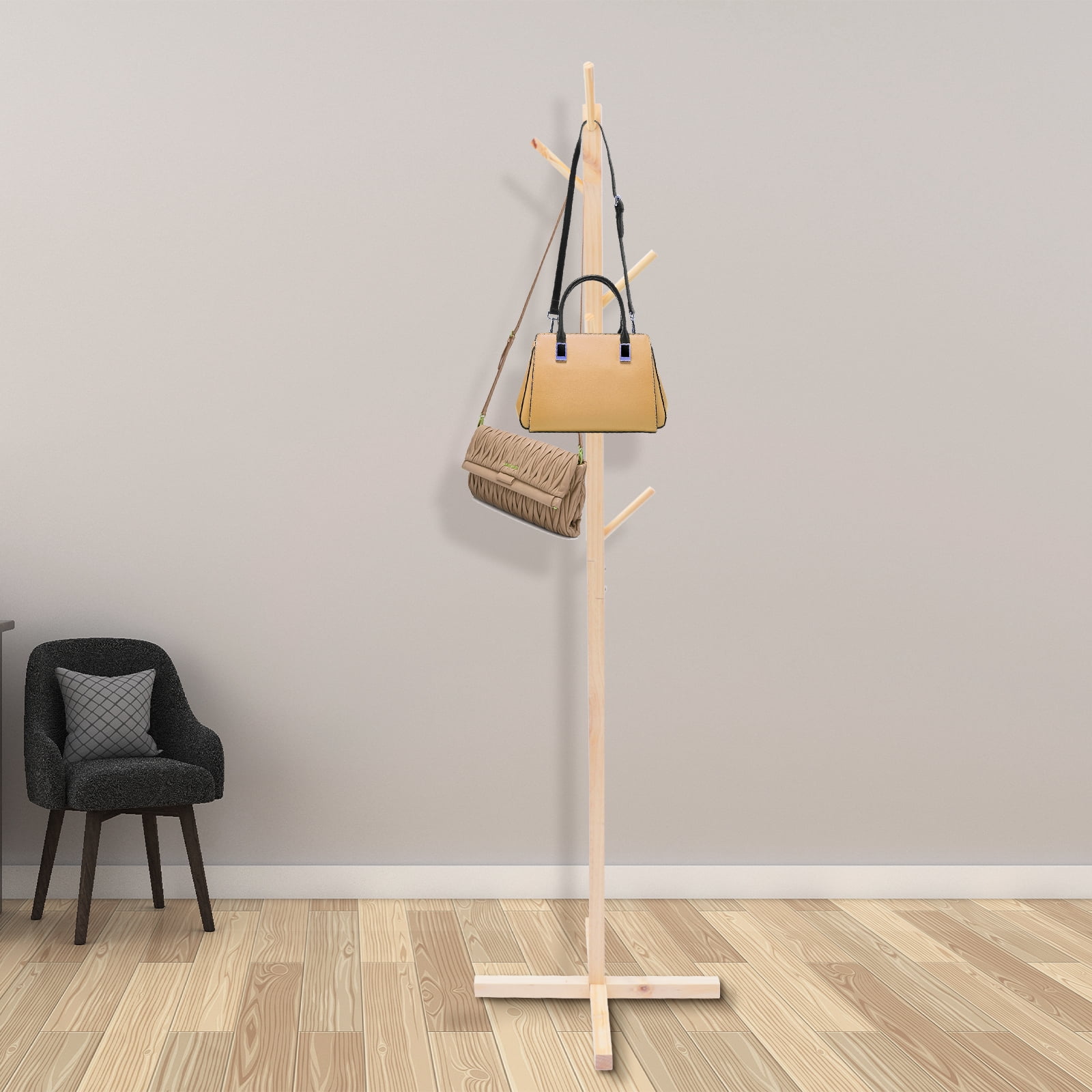 Wooden Coat Rack Freestanding Coat Tree with 4 Height Options and 9 Hooks,  Sturdy Coat Rack Stand fo…See more Wooden Coat Rack Freestanding Coat Tree