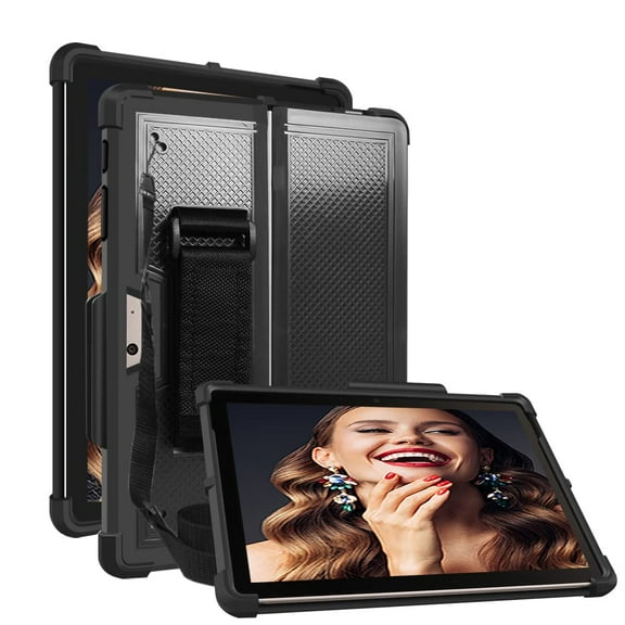 SOATUTO For Microsoft Surface Go 3 (2021)/ Surface Go 2 2020 / Surface Go 2018/Surface Go 4 2024 Tablet Case with Pen Holder Hand Strap Compatible with Type Cover Keyboard - Black Black