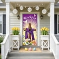 thumbnail image 6 of AZXY He is Risen Easter Door Cover 71x35 Inch, Cross with Purple Drape and Bunny Door Banner Backdrop, Spring Religious Front Door Decorations for Outdoor Porch Farmhouse Easter Party Wall Home Decor, 6 of 7