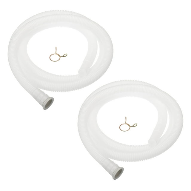 Universal Aire Acondicionado Drenaje Manguera 18mm ID 5.3 Pies Espesada con Abrazadera para AC Unidades Lavadora Máquina, Blanco Paquete de 2